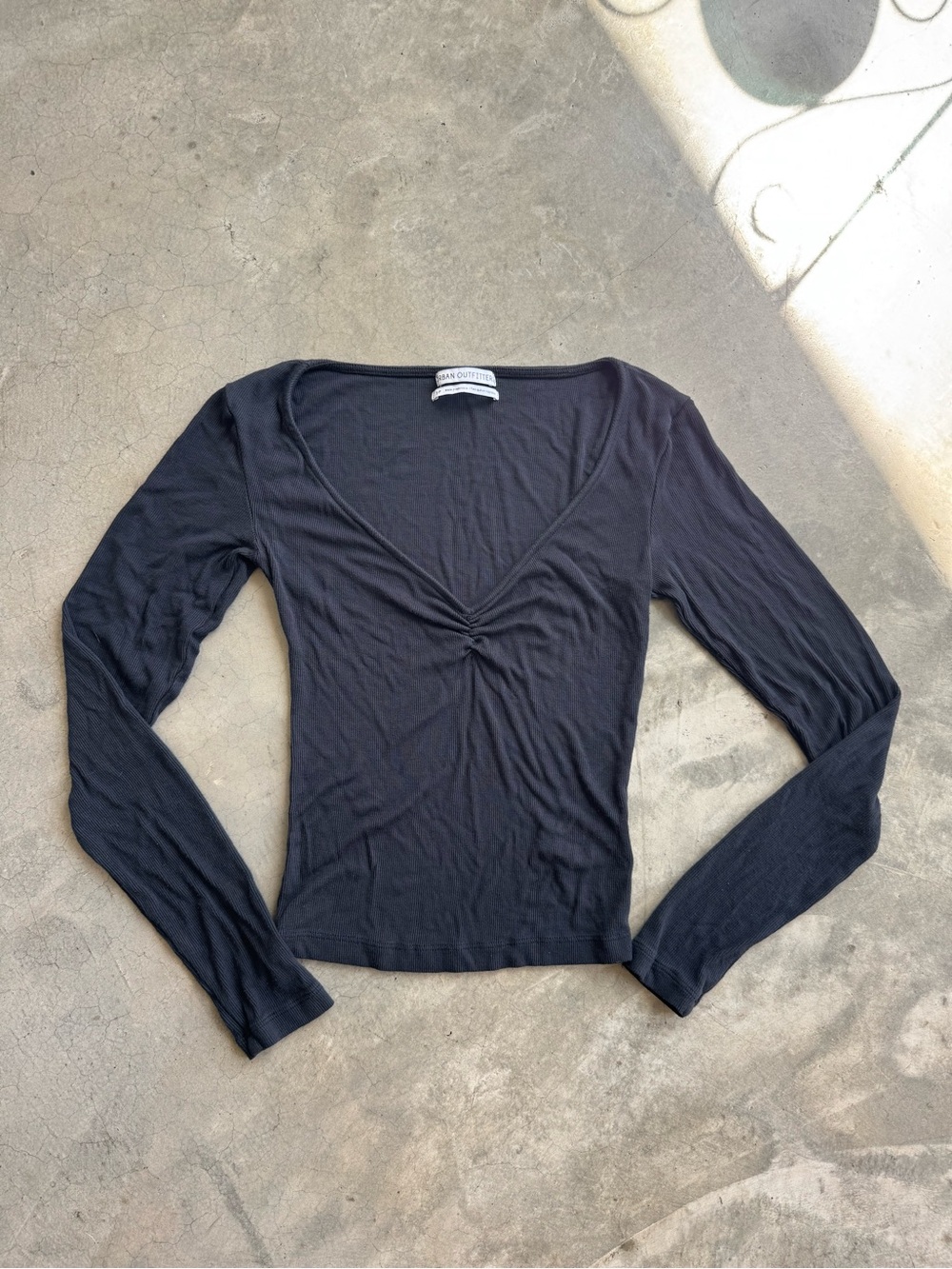 Black long sleeve tee with sweetheart neckline